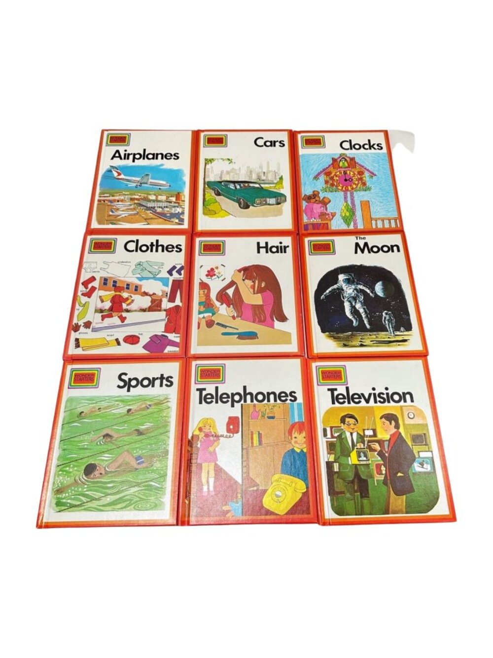 Wonder Starters Books Lot 9 TV Airplanes More 70s HC Library Binding Home School